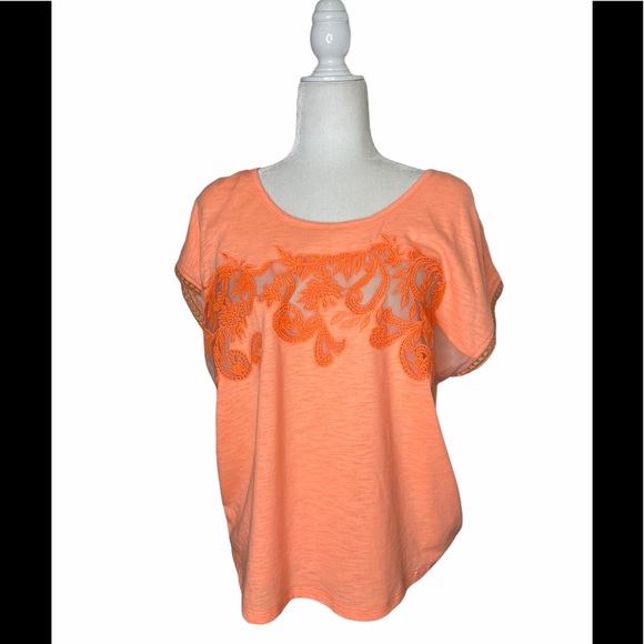 Miss Me Tops - Miss Me Orange Embroidered T-shirt size Small